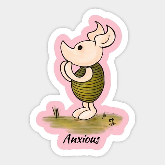 Anxious - Piglet Sticker by Alt World Studios